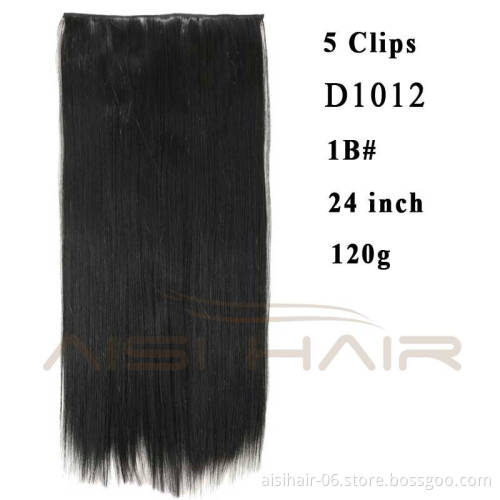 Aisi Hair Synthetic Long Straight Hair Pieces For Women 5 Clips in Hair Extension
